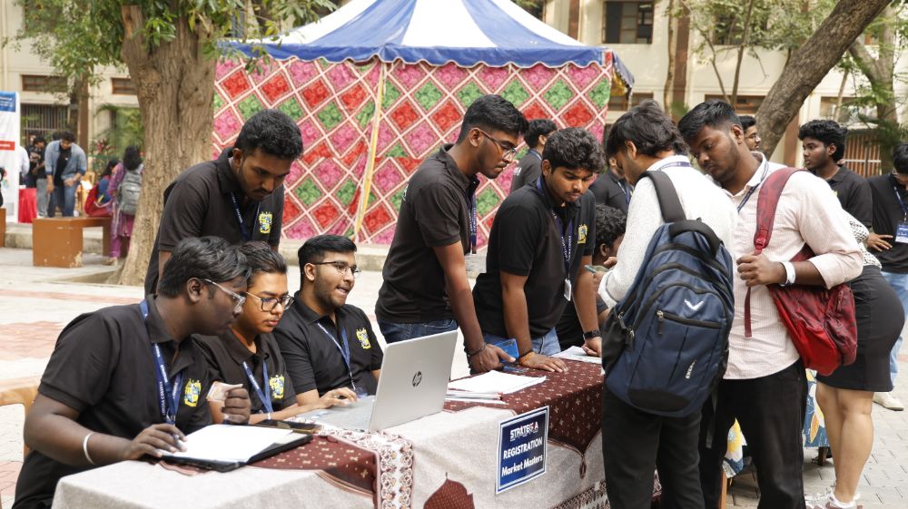 Registration desk on campus